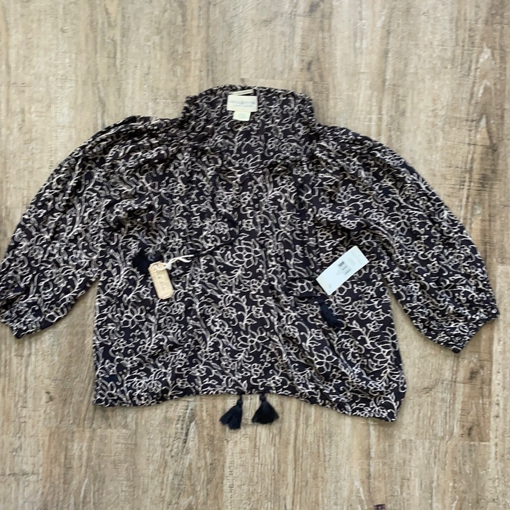 Ralph Lauren Denim & Supply Womens Floral Print Peasant Blouse, Brown, XS